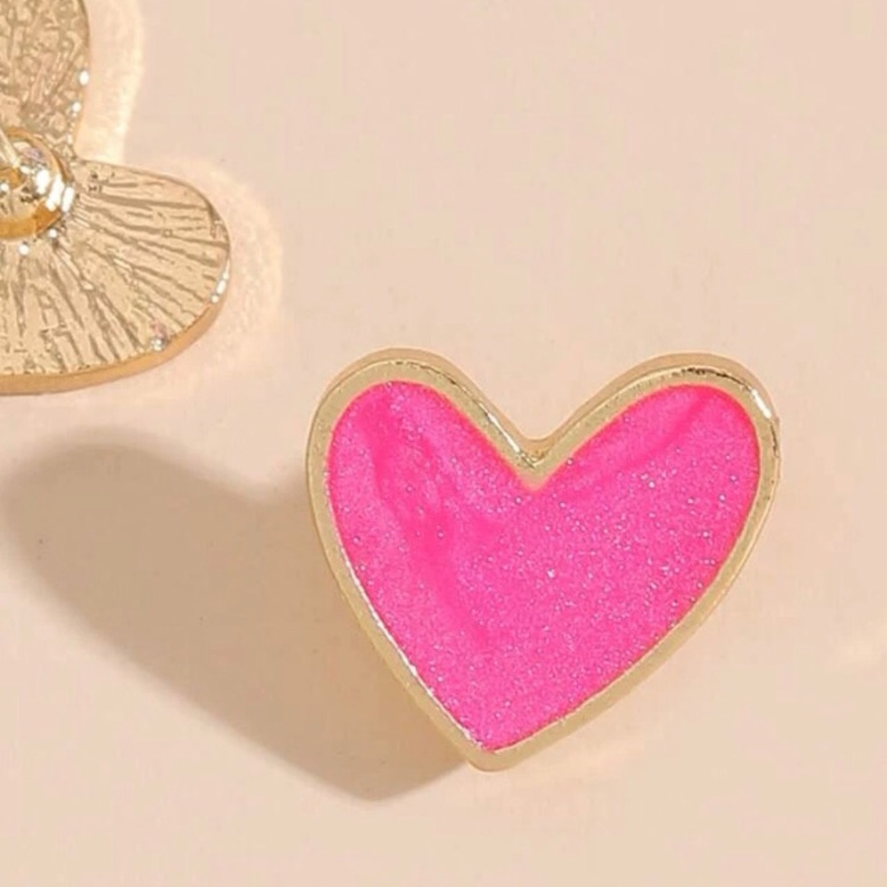 ‼️Kate Spade Style- Hot Pink Heart Earrings NWT - Picture 4 of 6